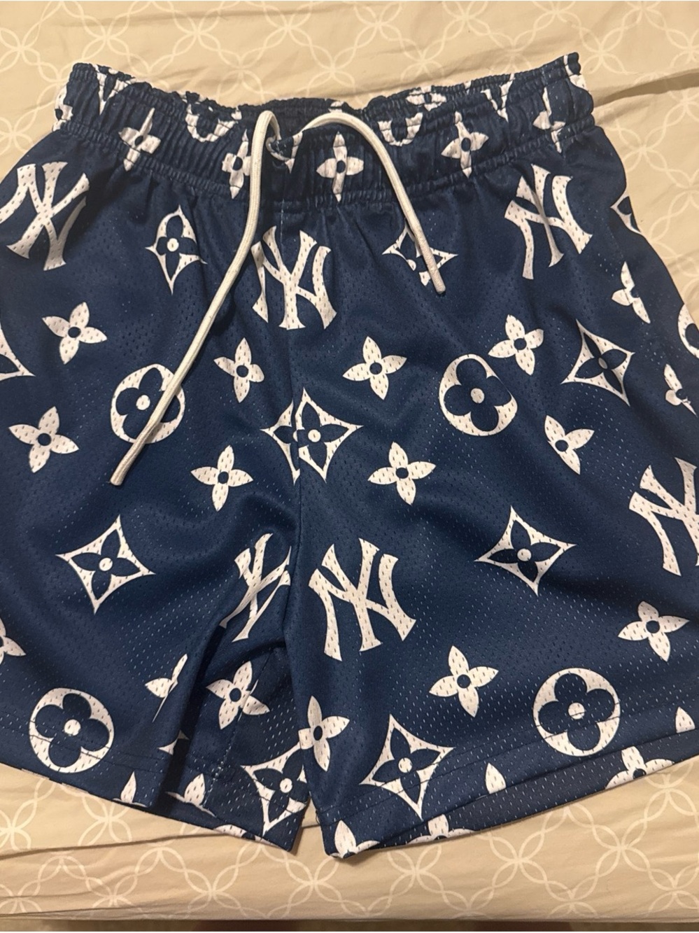 Bravest Studios Navy Blue Athletic Shorts with White Logo Print